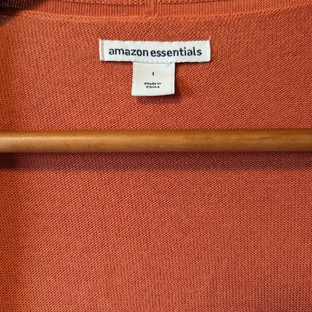 Peach Cardigan Sweater Long Sleeves Open Front W/Pockets Sz. L - Picture 6 of 10